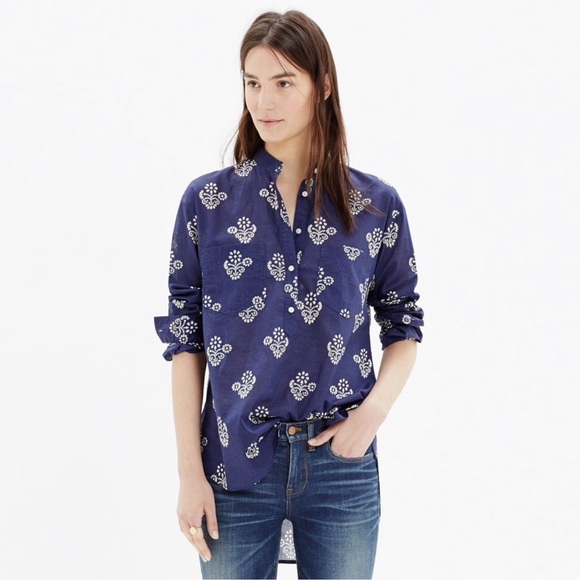 Madewell Tops - Madewell Collarless Popover Shirt in Flowerstamp size small